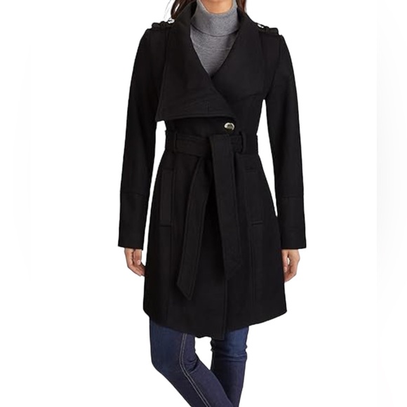 Wool Double Breasted Trench Wrap Coat. H3 - Picture 2 of 16